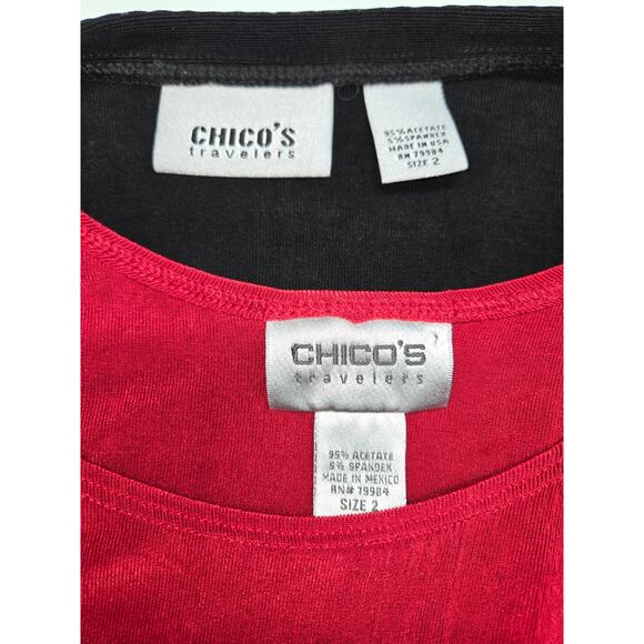 Chico's Travelers 2 piece Black cardigan Red Tank Size 2 - Picture 5 of 5
